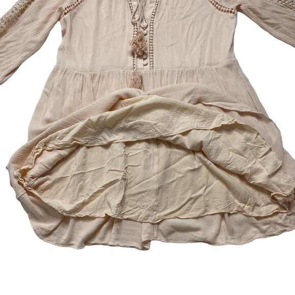 HEARTLOOM Crochet Pink Peasant Cottage Blouse Tunic Size Medium Boho Hippy - Picture 6 of 12